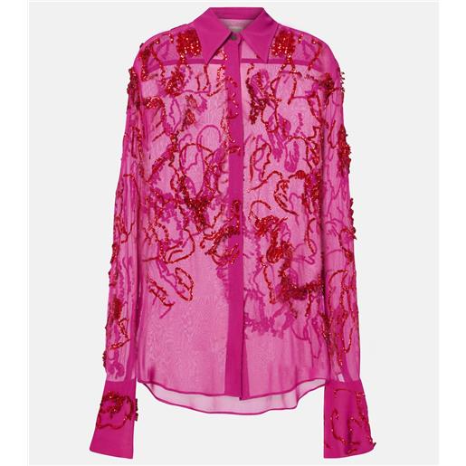 Dries Van Noten camicia in chiffon con paillettes