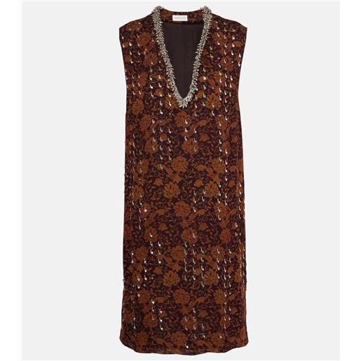 Dries Van Noten abito midi in georgette con decorazioni
