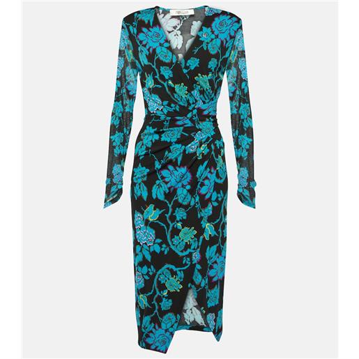 Diane von Furstenberg abito midi nevine in jersey con stampa