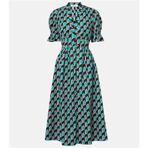 Diane von Furstenberg abito midi erica in cotone con stampa