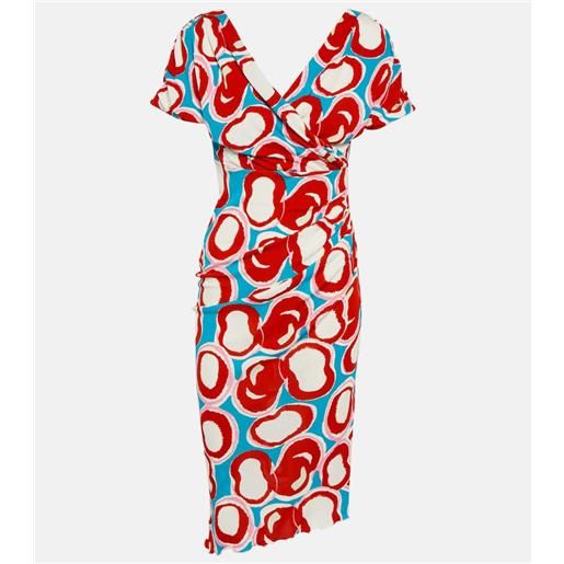 Diane von Furstenberg abito midi havana in jersey con stampa