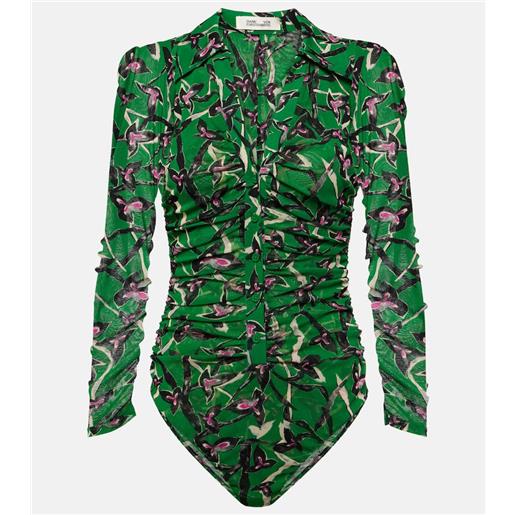 Diane von Furstenberg body giorgi in mesh con stampa
