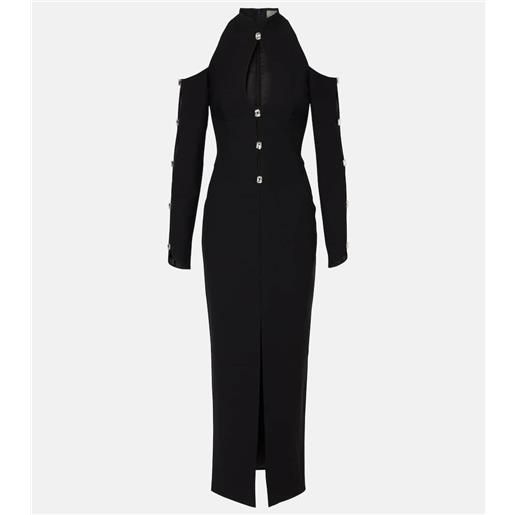 Rasario abito midi in crãªpe con cristalli