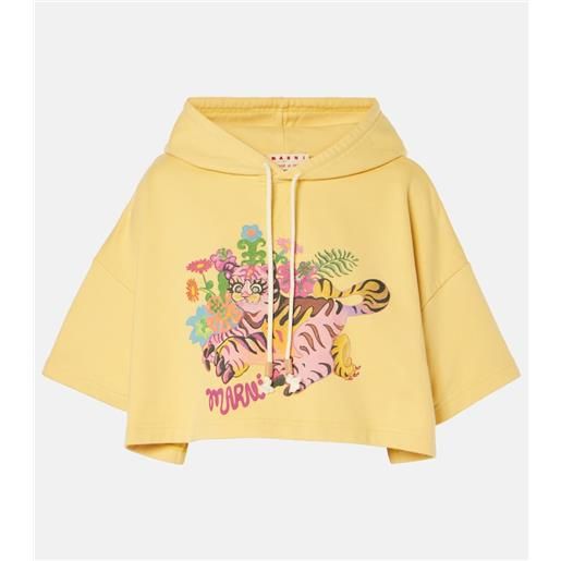 Marni felpa cropped in cotone con stampa
