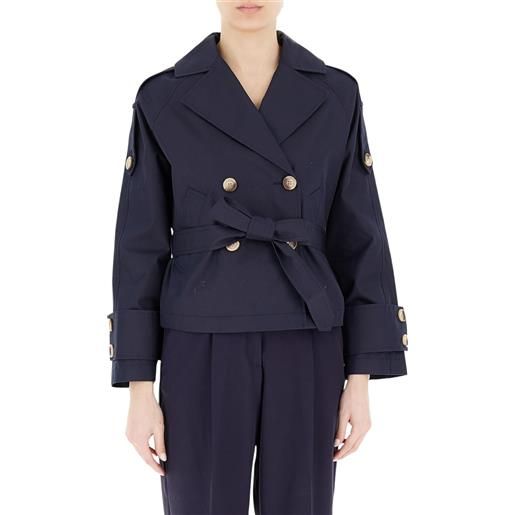 Penny Black cropped trench in gabardine colore blu