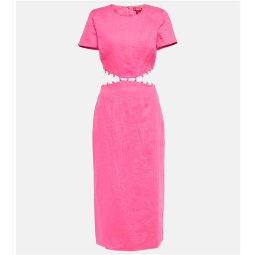 Staud abito midi matteo in lino con cut-out