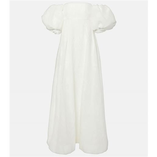 Rebecca Vallance abito lungo matchmaker con scollo bardot