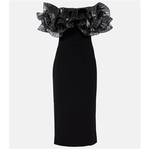 Rebecca Vallance abito midi lumi con volant