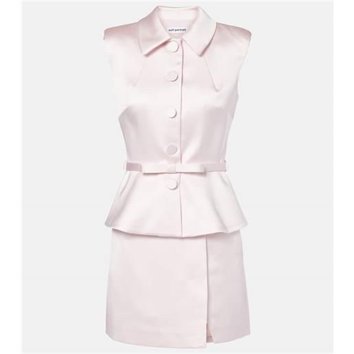 Self-Portrait abito corto peplum in raso