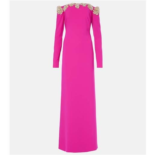 Costarellos abito lungo melne con scollo bardot