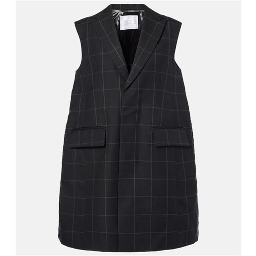 Sacai gilet imbottito in lana a quadri