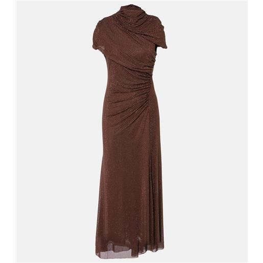 Self-Portrait abito midi con cristalli