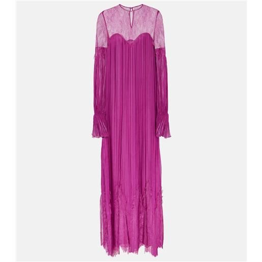 Costarellos abito lungo renia in misto seta con pizzo