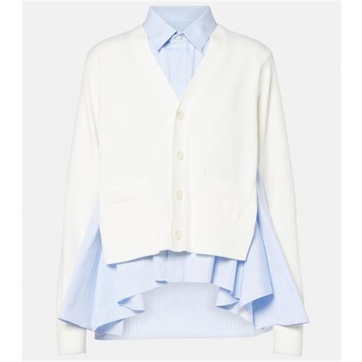 Sacai cardigan in misto cotone e popeline