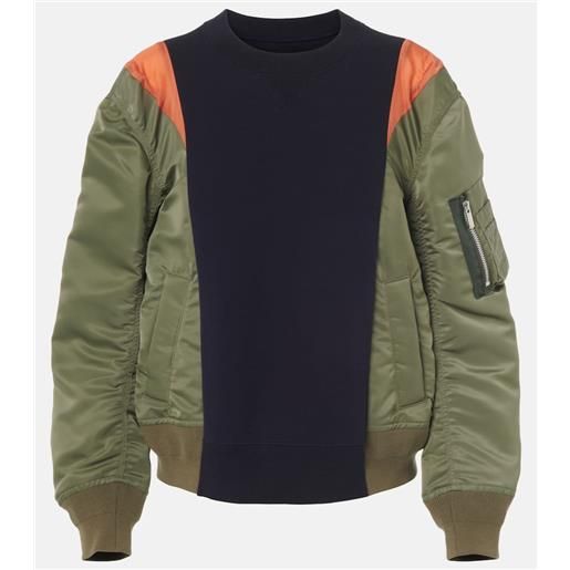 Sacai felpa con jersey e twill