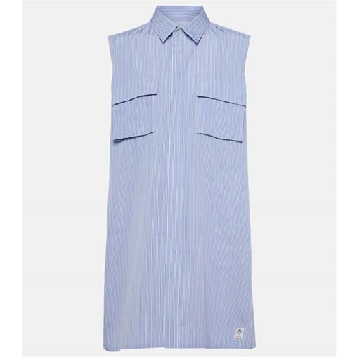 Sacai abito chemisier in popeline di cotone a righe