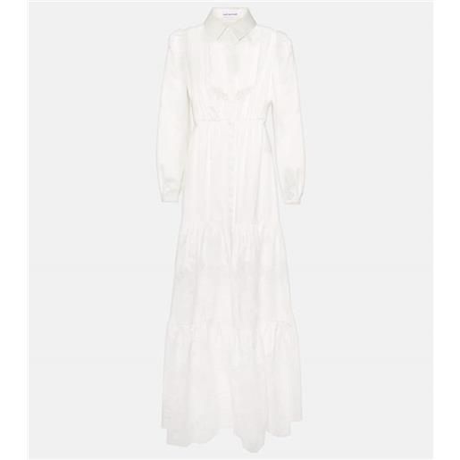 Self-Portrait abito lungo in cotone con pizzo