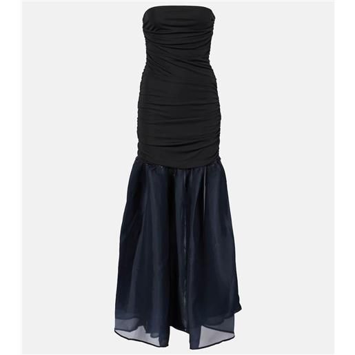 Staud abito lungo liya in jersey e organza