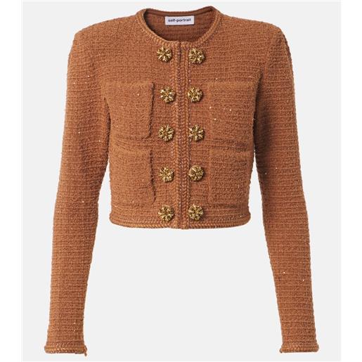 Self-Portrait giacca in maglia con paillettes