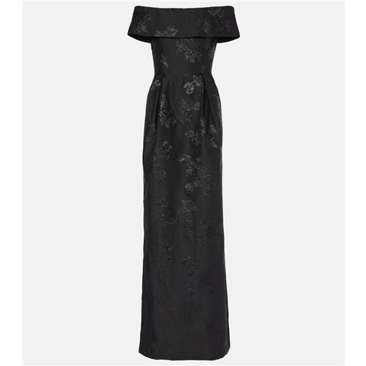 Rebecca Vallance abito lungo henrietta con scollo bardot