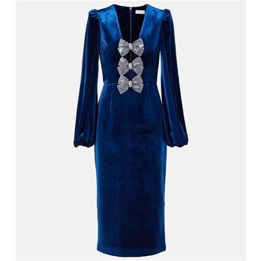 Rebecca Vallance abito midi in velluto con cristalli
