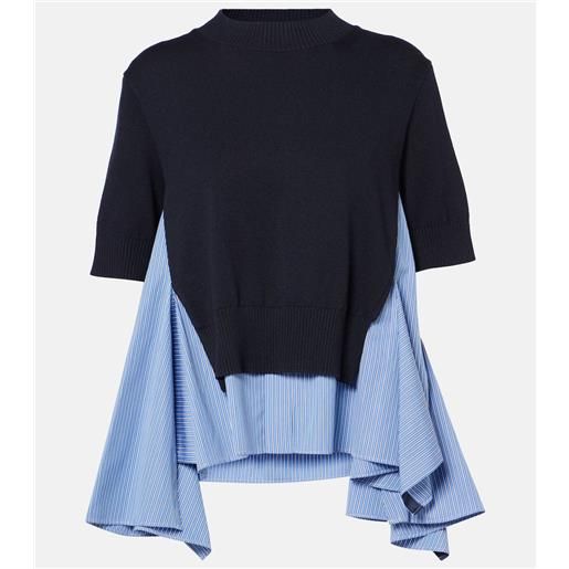 Sacai pullover in misto cotone e popeline
