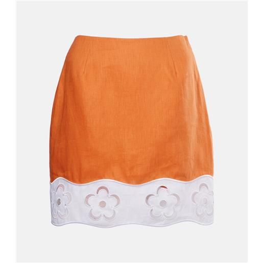 Staud minigonna margaux in sangallo di lino