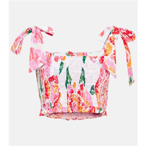 Poupette St Barth top cropped triny in cotone con stampa