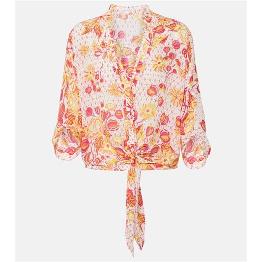 Poupette St Barth camicia azia con stampa floreale
