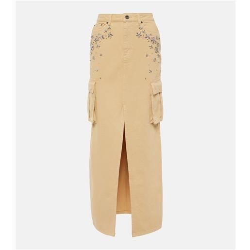 Self-Portrait gonna lunga cargo di jeans