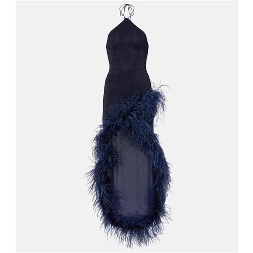 Oseree oséree abito lungo lumière plumage con piume