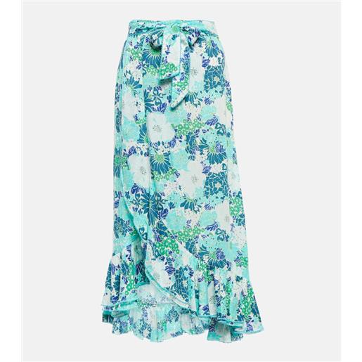 Poupette St Barth gonna midi aude con stampa floreale