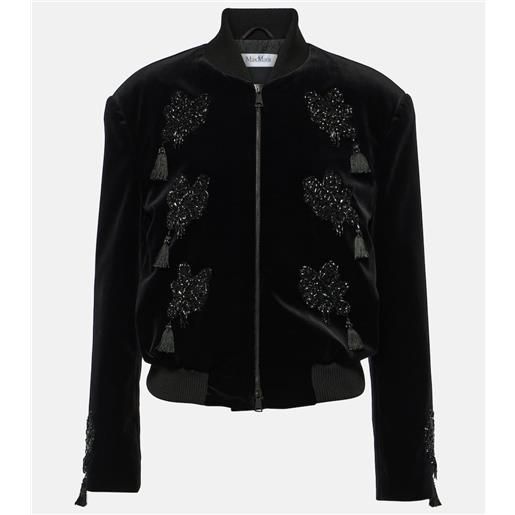 Max Mara bomber musette in velluto con ricamo