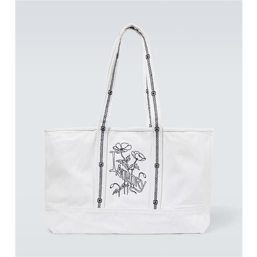 Bode borsa laundry in canvas con ricamo