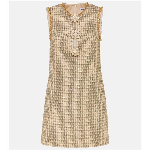 Self-Portrait miniabito in bouclã© con applicazioni