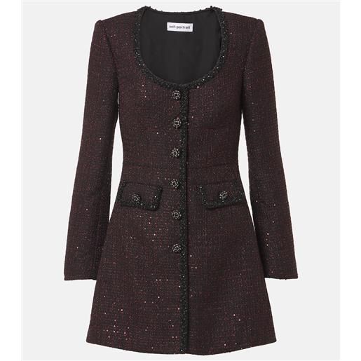 Self-Portrait abito corto in tweed con paillettes