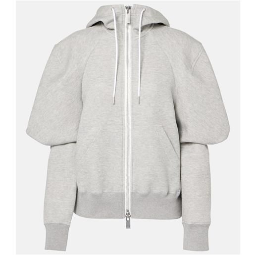 Sacai felpa in jersey di misto cotone con zip