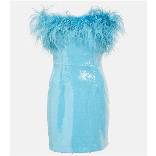 Rebecca Vallance miniabito nicolette con paillettes e piume
