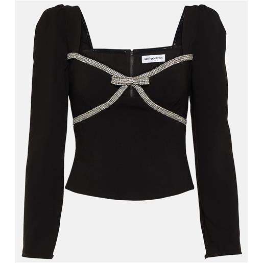 Self-Portrait top cropped in crãªpe con fiocco