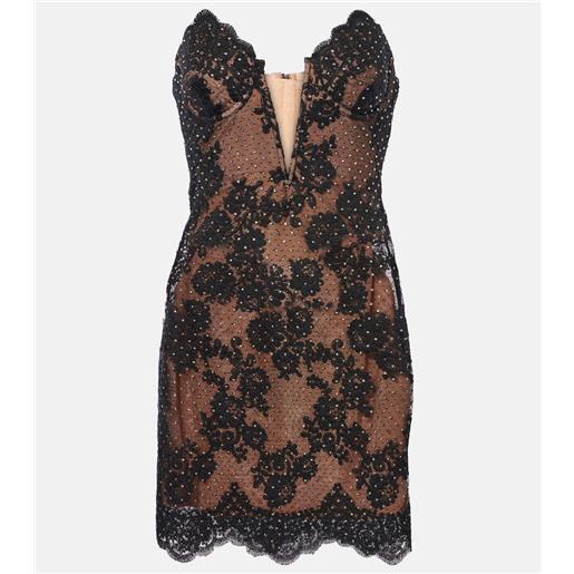 Self-Portrait abito bustier in pizzo con decorazioni