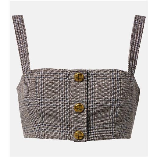 Self-Portrait top in cotone e lino a quadri