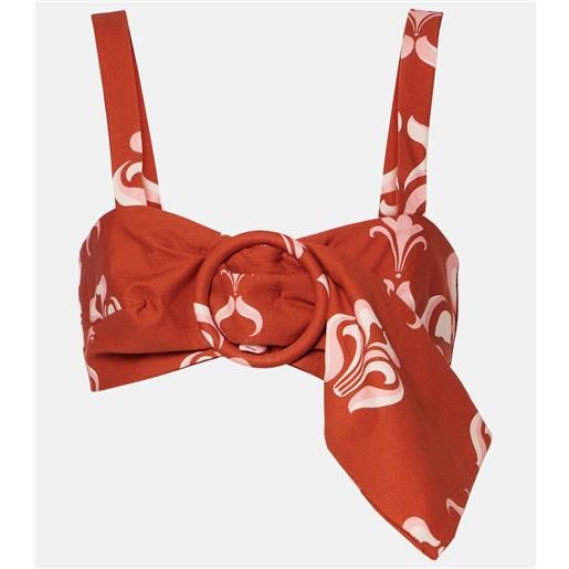 Adriana Degreas top cropped in cotone con stampa