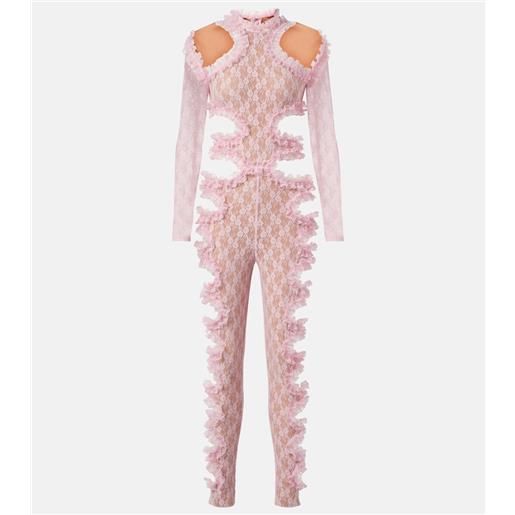 Self-Portrait x christopher kane - jumpsuit in pizzo con cut-out