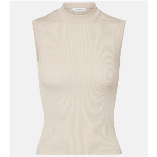 Max Mara top in maglia di cotone e seta a coste