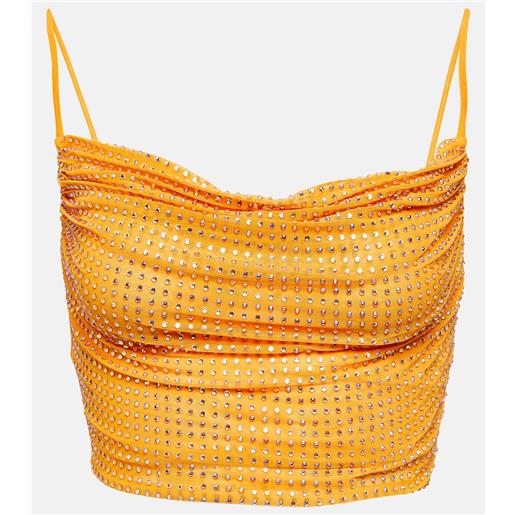 Self-Portrait top cropped con cristalli