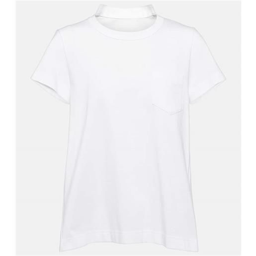 Sacai t-shirt in jersey di cotone con pieghe
