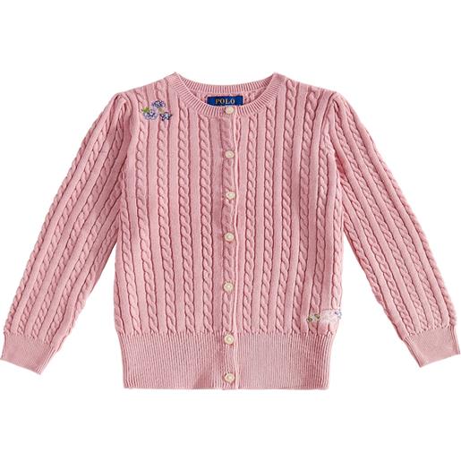 Polo Ralph Lauren Kids cardigan in cotone a trecce con ricamo