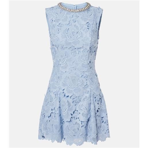 Self-Portrait abito corto in pizzo con cristalli