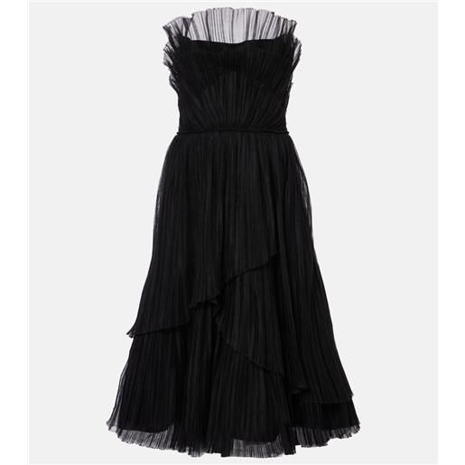 Costarellos abito midi dorea in tulle a balze