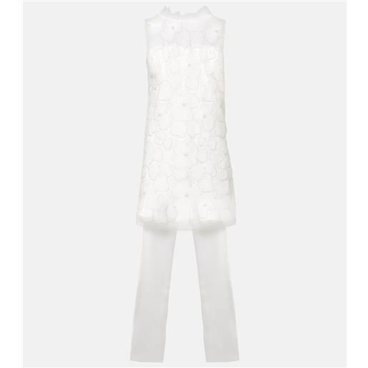 Self-Portrait bridal - abito corto in raso con perline e fiocco